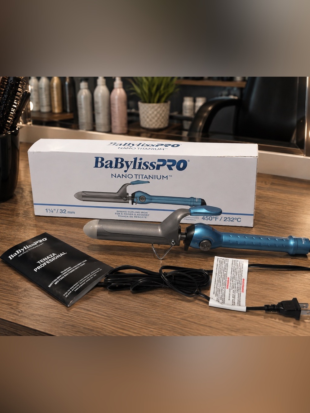 BaBylissPRO Nano Titanium 1¼” 32mm Professional Curling Iron 450°F